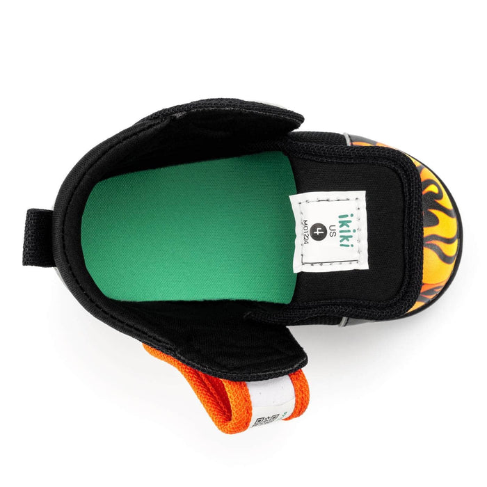 Scorching Hotrod Squeakerless Toddler Shoes | Black Flame Pattern Squeakerless Shoes ikiki® Shoes