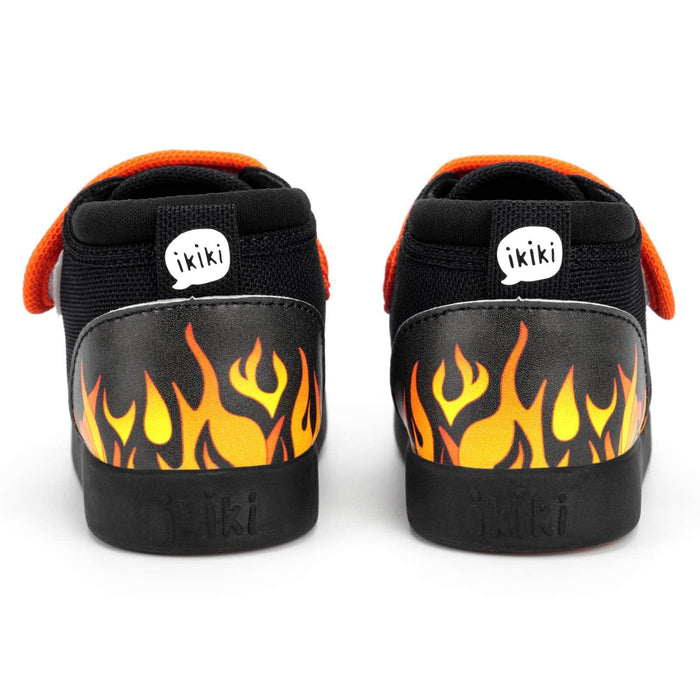 Scorching Hotrod Squeakerless Toddler Shoes | Black Flame Pattern Squeakerless Shoes ikiki® Shoes