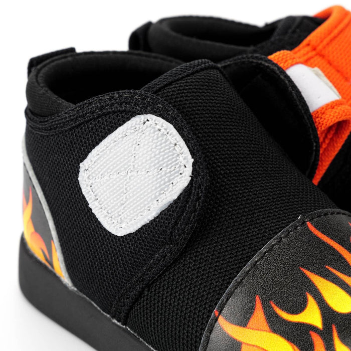 Scorching Hotrod Squeakerless Toddler Shoes | Black Flame Pattern Squeakerless Shoes ikiki® Shoes