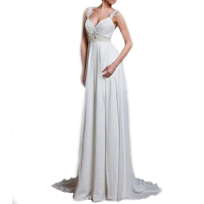 sd-hk Chiffon Applique Wedding Ball Gowns Long Bridesmaids Party Dress