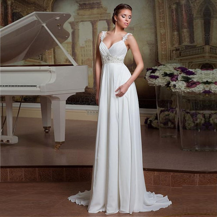 sd-hk Chiffon Applique Wedding Ball Gowns Long Bridesmaids Party Dress