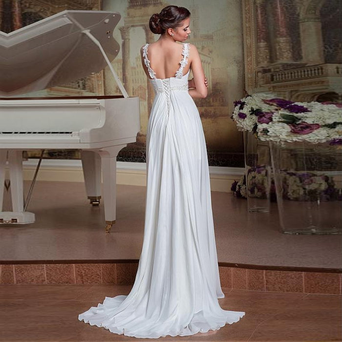 sd-hk Chiffon Applique Wedding Ball Gowns Long Bridesmaids Party Dress