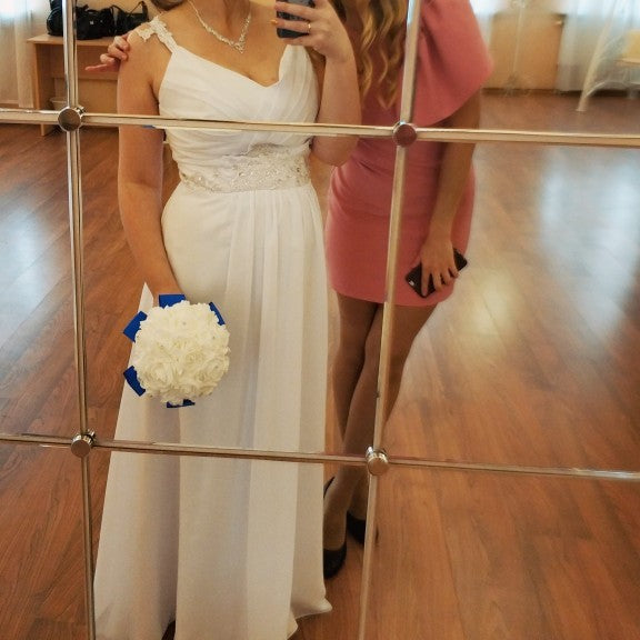sd-hk Chiffon Applique Wedding Ball Gowns Long Bridesmaids Party Dress
