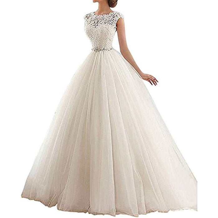 sd-hk Elegant Wedding Dresses A-line Tulle Bridal Gown Ball Gowns for Womens