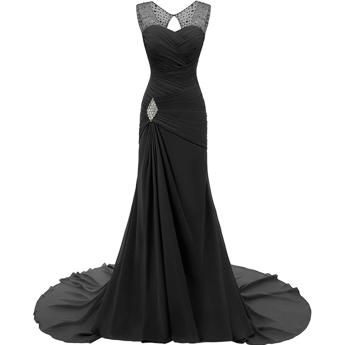 Elegant black maxi dress featuring a sweetheart neckline and detailed waist for evening long dresses for weddings