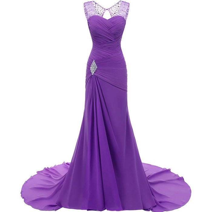 Elegant purple maxi dress with lace straps and embellished design, perfect for evening long dresses for weddings