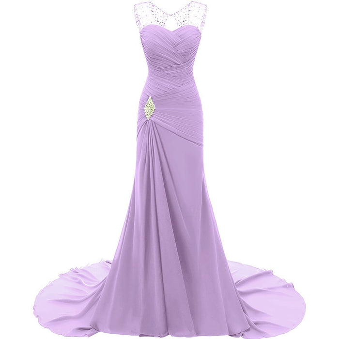 Elegant lilac maxi dress with bead-embellished straps, perfect for evening long dresses for weddings