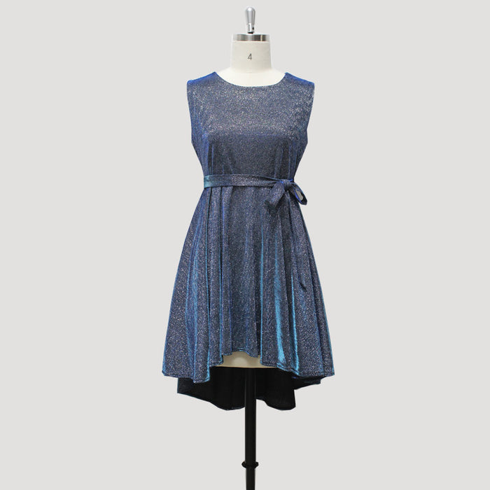 sd-hk Gray Sequin Short Dress Lace Up Sleeveless Bridesmaid Dress