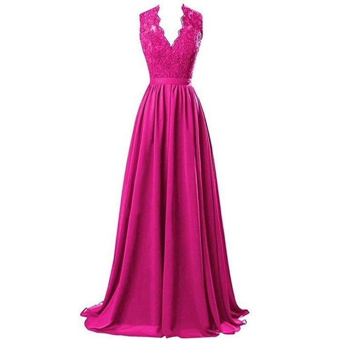 sd-hk Lace Bridesmaid Dress V Neck Prom Gowns For Women