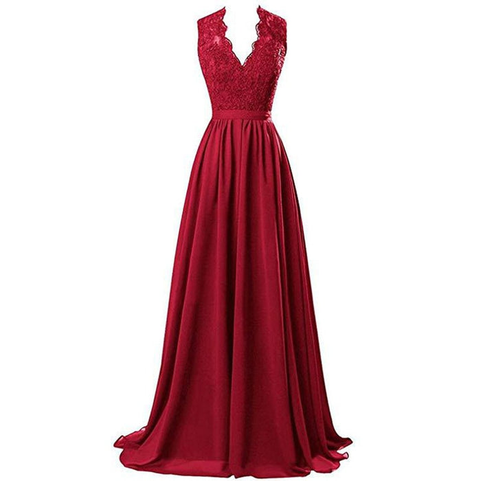 sd-hk Lace Bridesmaid Dress V Neck Prom Gowns For Women
