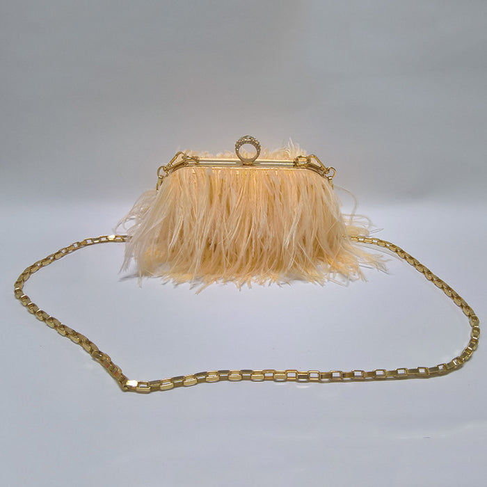 sd-hk Ladies Ostrich Feather Evening Bag