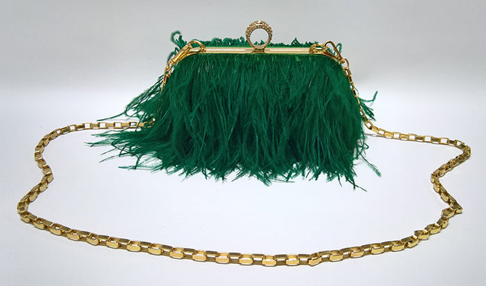 sd-hk Ladies Ostrich Feather Evening Bag