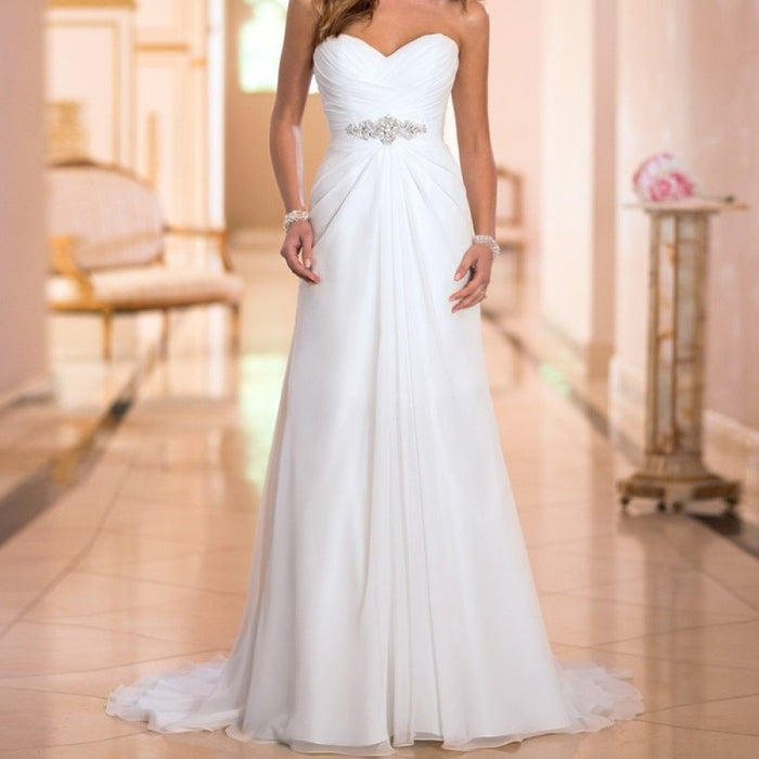 sd-hk Ladies Wedding Dress High Waist Strapless Bridesmaid Dress