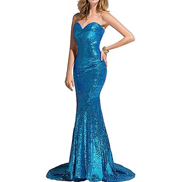 sd-hk Off The Shoulder Evening Maxi Dress Strapless Sequin Prom Gowns