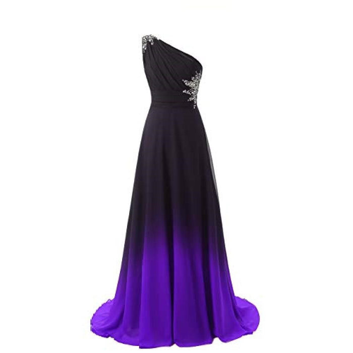 sd-hk One Shoulder Ombre Prom Dress Elegant Gown
