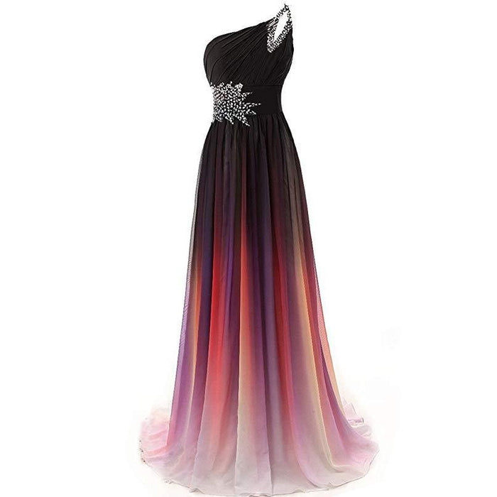 sd-hk One Shoulder Ombre Prom Dress Elegant Gown