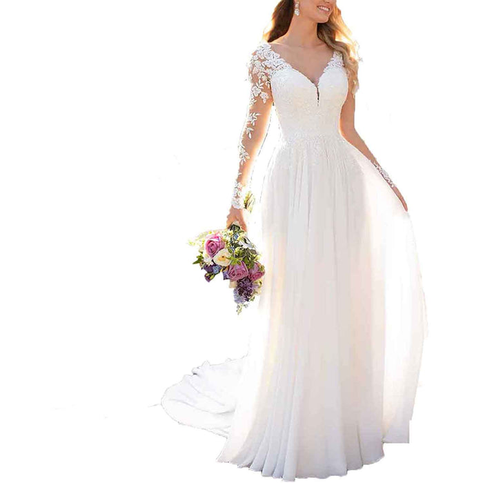 sd-hk Wedding Dresses for Bride with Lace Appliques For Women