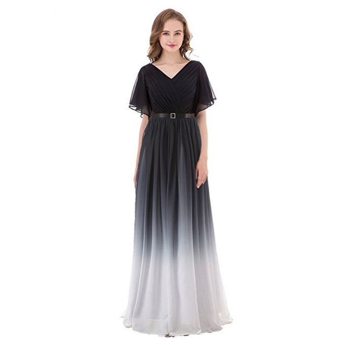sd-hk Women Evening Maxi Dress Ombre Sleeveless Prom Gowns