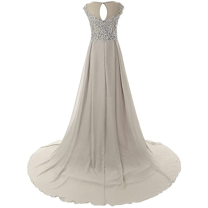 sd-hk Women Lace Bridesmaid Dress Chiffon Prom Dress Cap Sleeve Prom Dresses