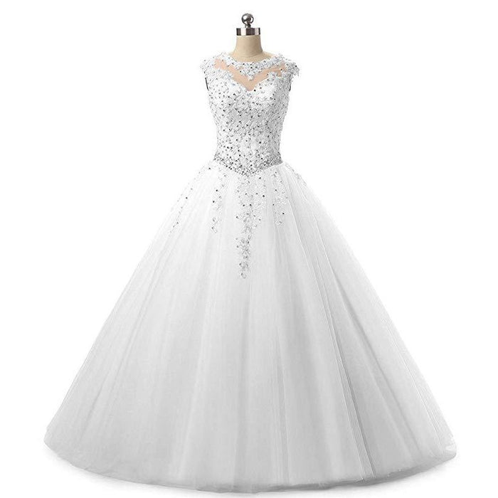 sd-hk Women Prom Gowns Sleeveless Lace Wedding Dress