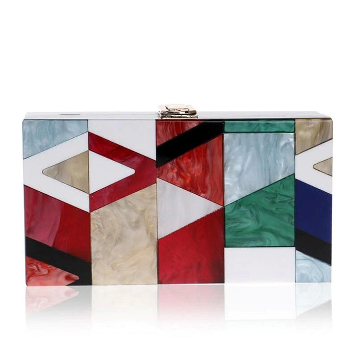 sd-hk Women Summer unqique acrylic geometric lattice small patry Clutch lady evening bag