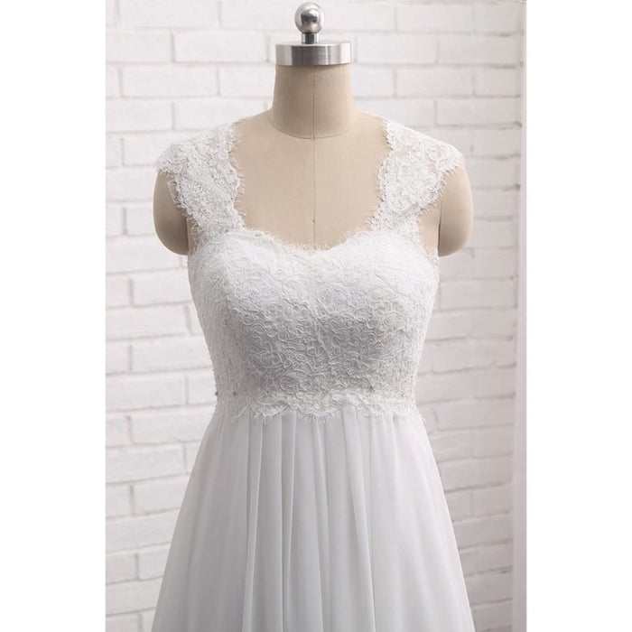 sd-hk Women's Sleeveless Lace Chiffon Evening Wedding Dresses Bridal Gowns