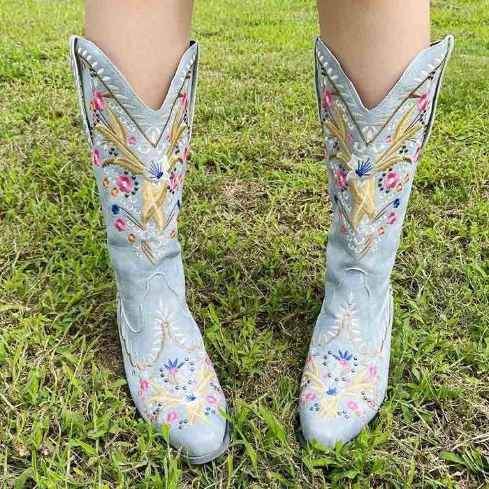 S&Dco Women's Western Cowboy Boots with Floral Design