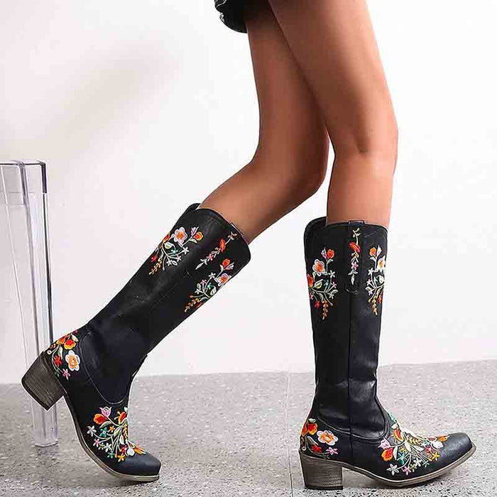 S&Dco Women's Western Cowboy Boots with Floral Design