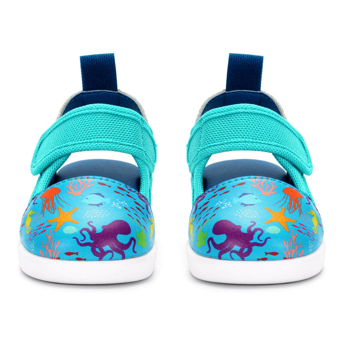 Secret Seascape Squeakerless Toddler Sandals | Blue Squeakerless Sandals ikiki® Shoes