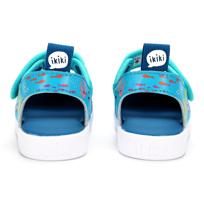 Secret Seascape Squeakerless Toddler Sandals | Blue Squeakerless Sandals ikiki® Shoes