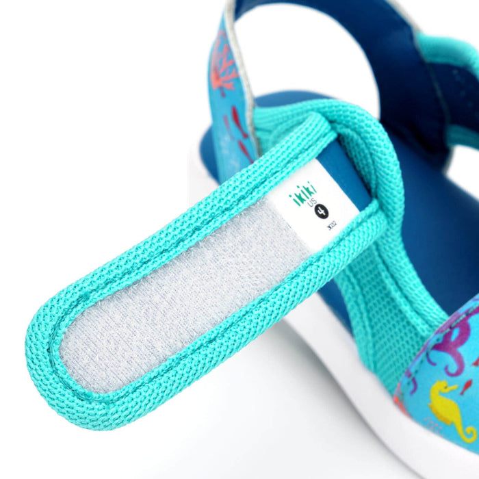 Secret Seascape Squeakerless Toddler Sandals | Blue Squeakerless Sandals ikiki® Shoes