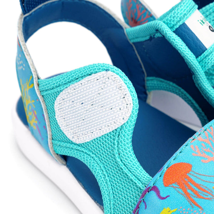 Secret Seascape Squeakerless Toddler Sandals | Blue Squeakerless Sandals ikiki® Shoes