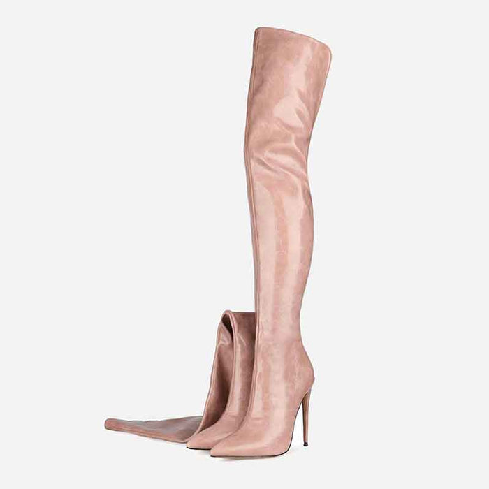 Sharp Leather Knee-high Boots Colors Over Knee Boot