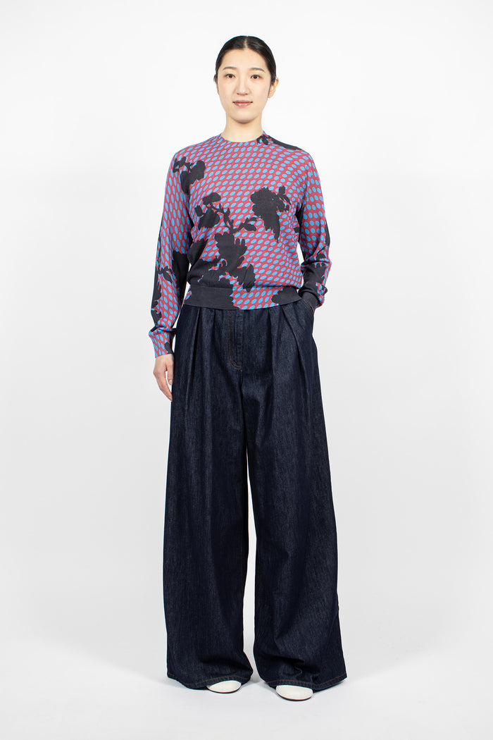 Sheer Dot Print Sweater Burgundy