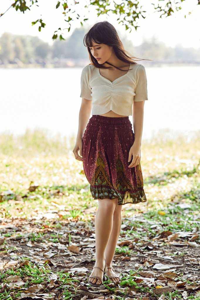 SHORT PEACOCK BOHO SKIRT - Lannaclothesdesign Shop