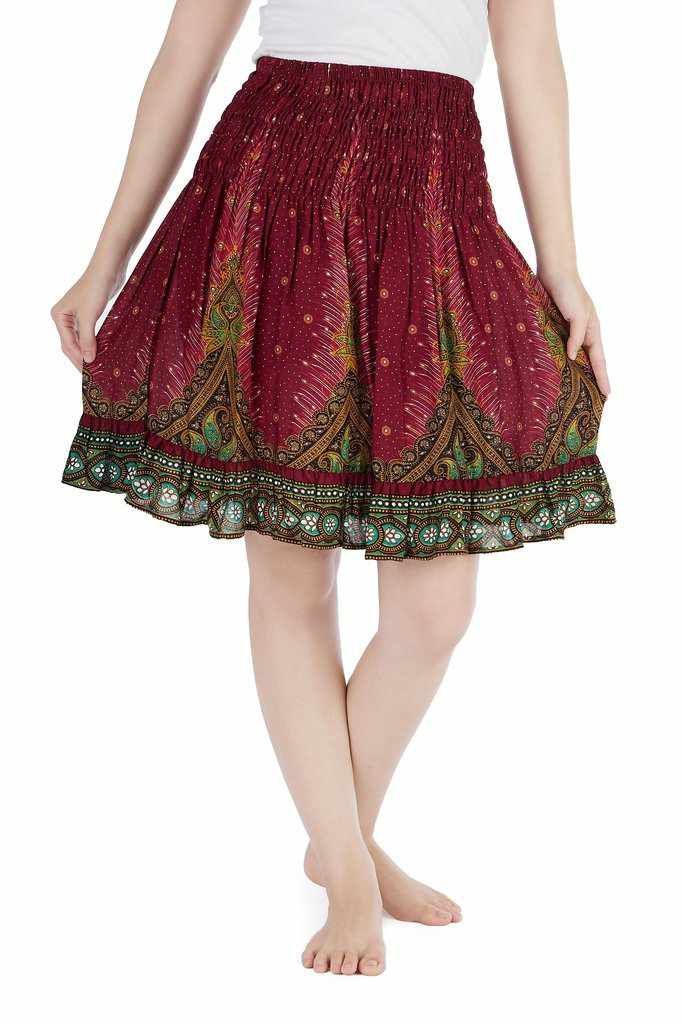 SHORT PEACOCK BOHO SKIRT - Lannaclothesdesign Shop