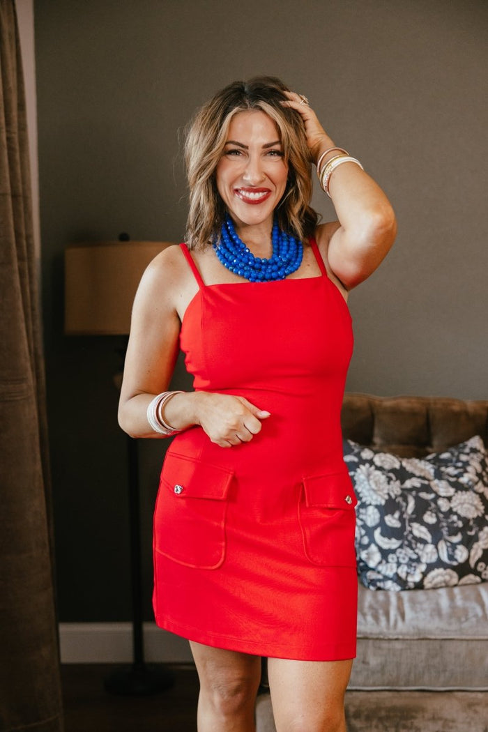Simply Sophisticated Dress In Red - Macoma Boutique250 Dresses