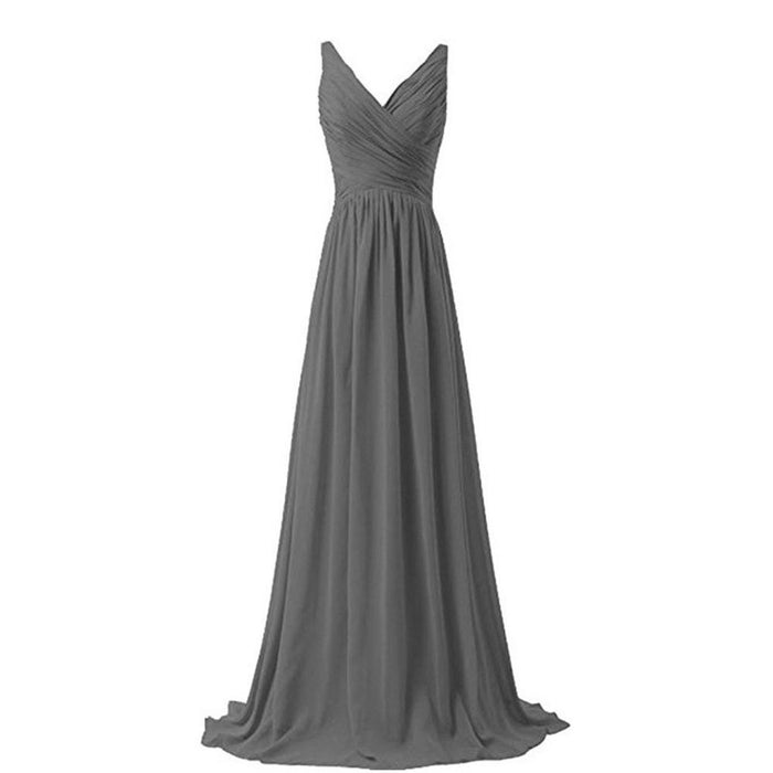 Sleeveless Long Bridesmaid Dress V Neck Prom Gowns For Women