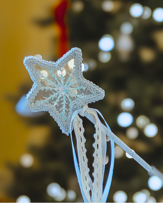Snowflake themed fairy wand with tassel detail
