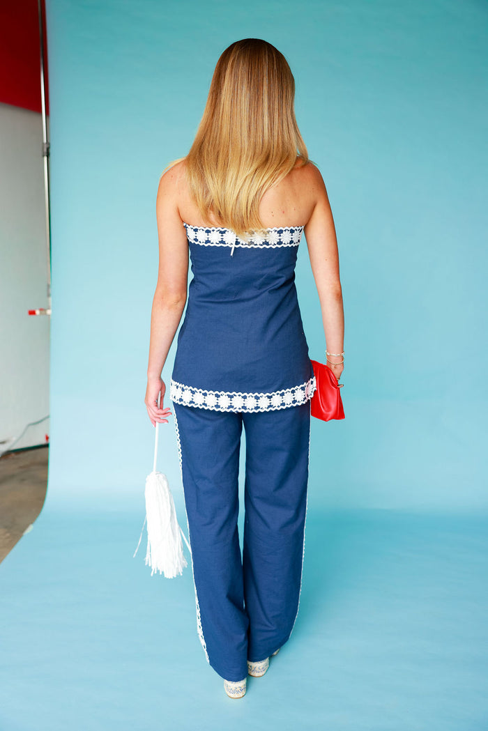 Sofia Strapless Top - Navy