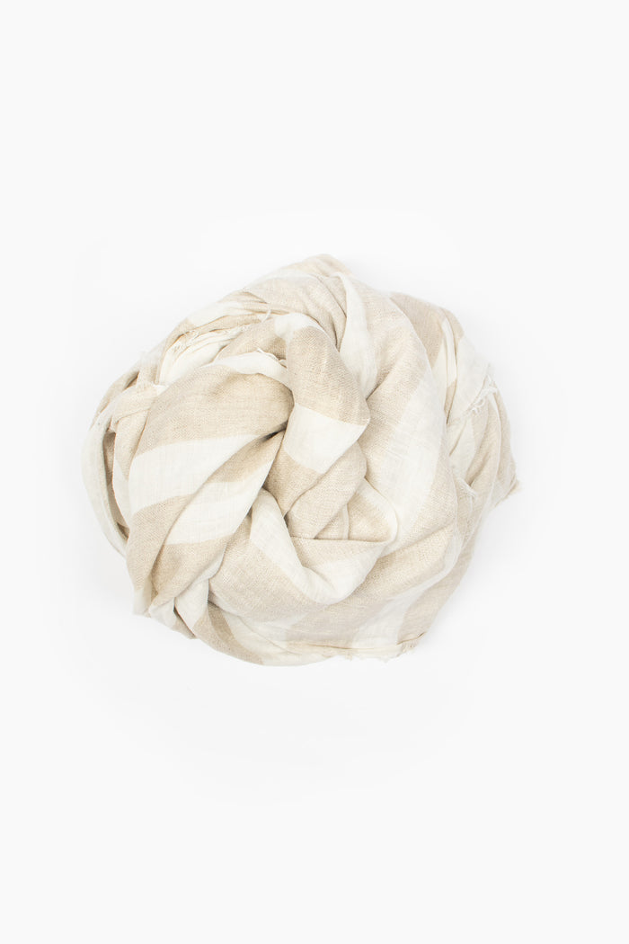 Square Linen Scarf Seltstripe Natural