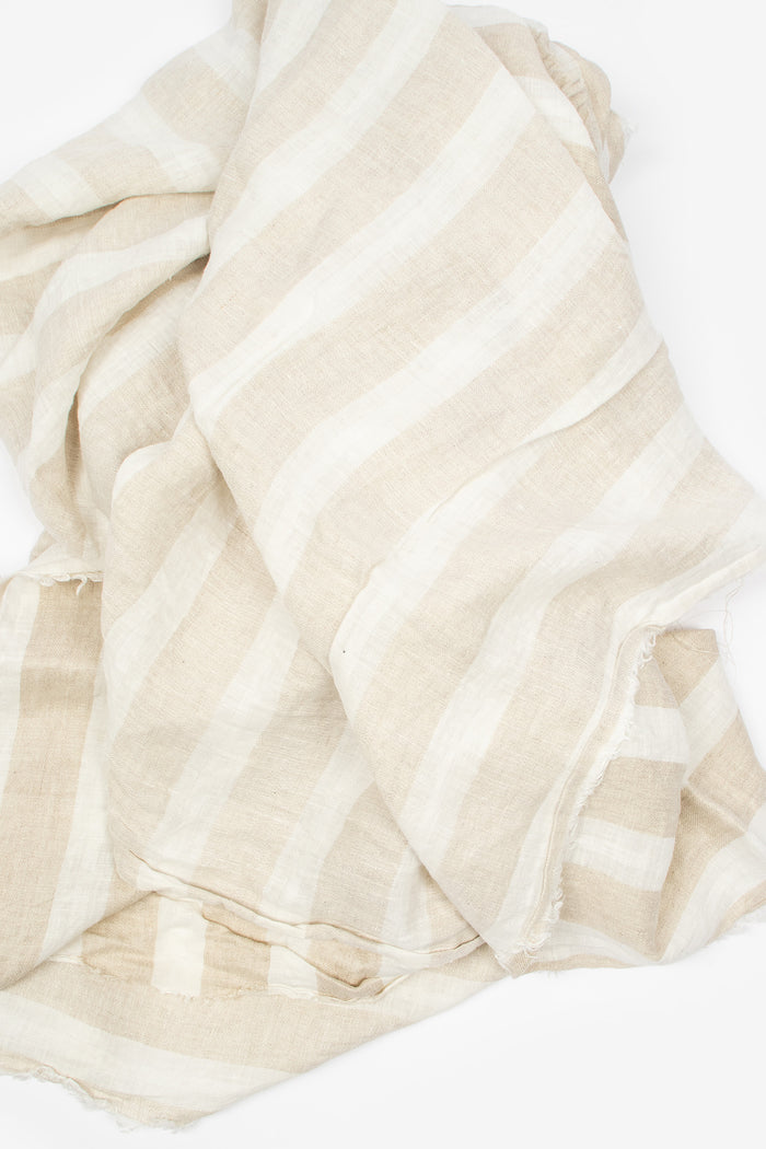 Square Linen Scarf Seltstripe Natural