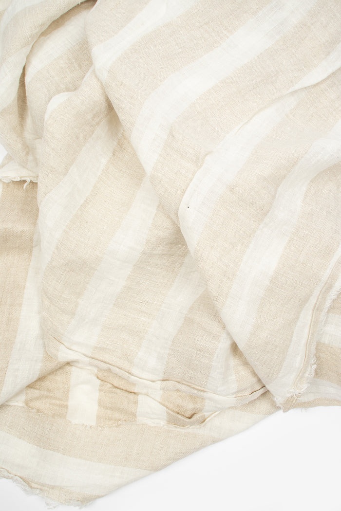 Square Linen Scarf Seltstripe Natural