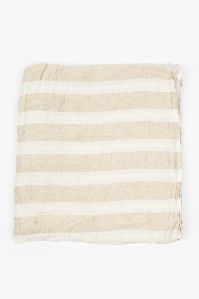 Square Linen Scarf Seltstripe Natural