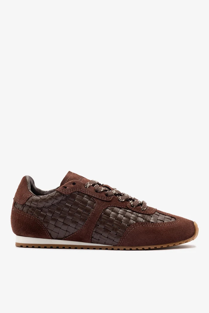Stella Macrame Sneaker In Brown Leather and Suede Sneaker Larroudé