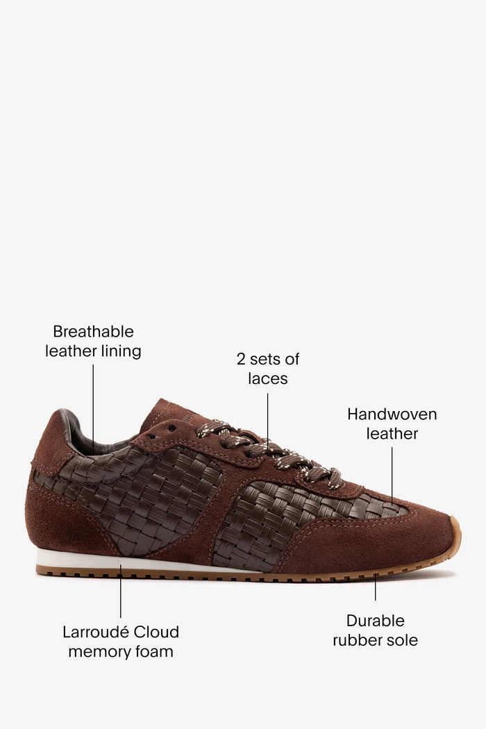Stella Macrame Sneaker In Brown Leather and Suede Sneaker Larroudé