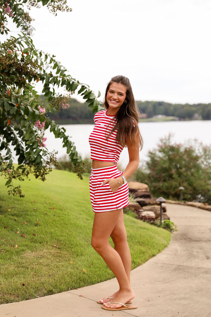 Stripe Baby Tee - Cherry Red