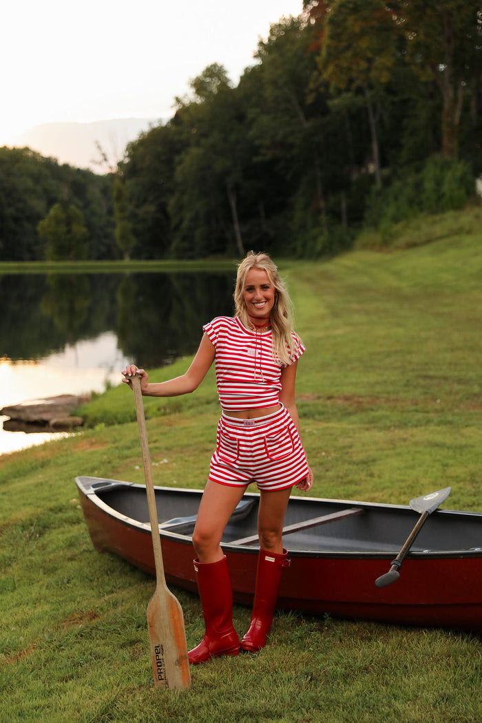 Stripe Baby Tee - Cherry Red