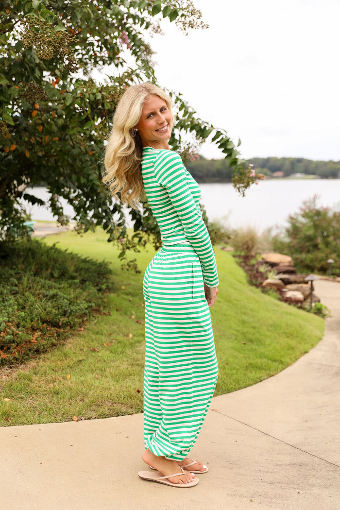 Stripe Jogger Pant - Kelly Green