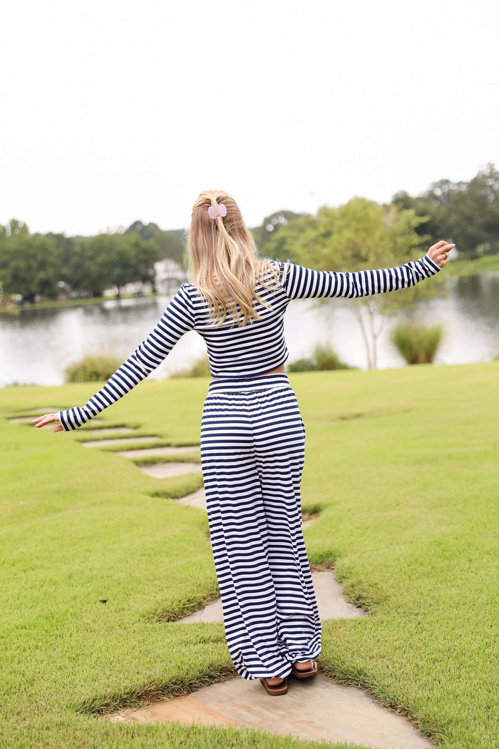 Stripe Jogger Pant - Navy